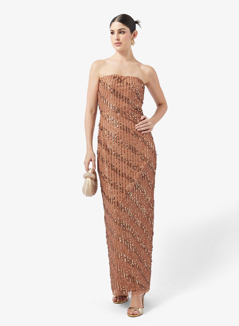Little Mistress Embellished Bandeau Maxi Dress - Image 4